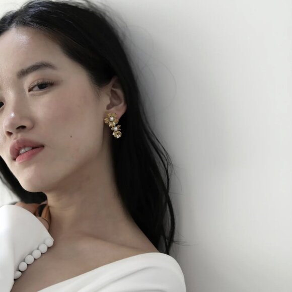 A.B. Ellie Raquel Flower Drop Earrings - Picture 4 of 7